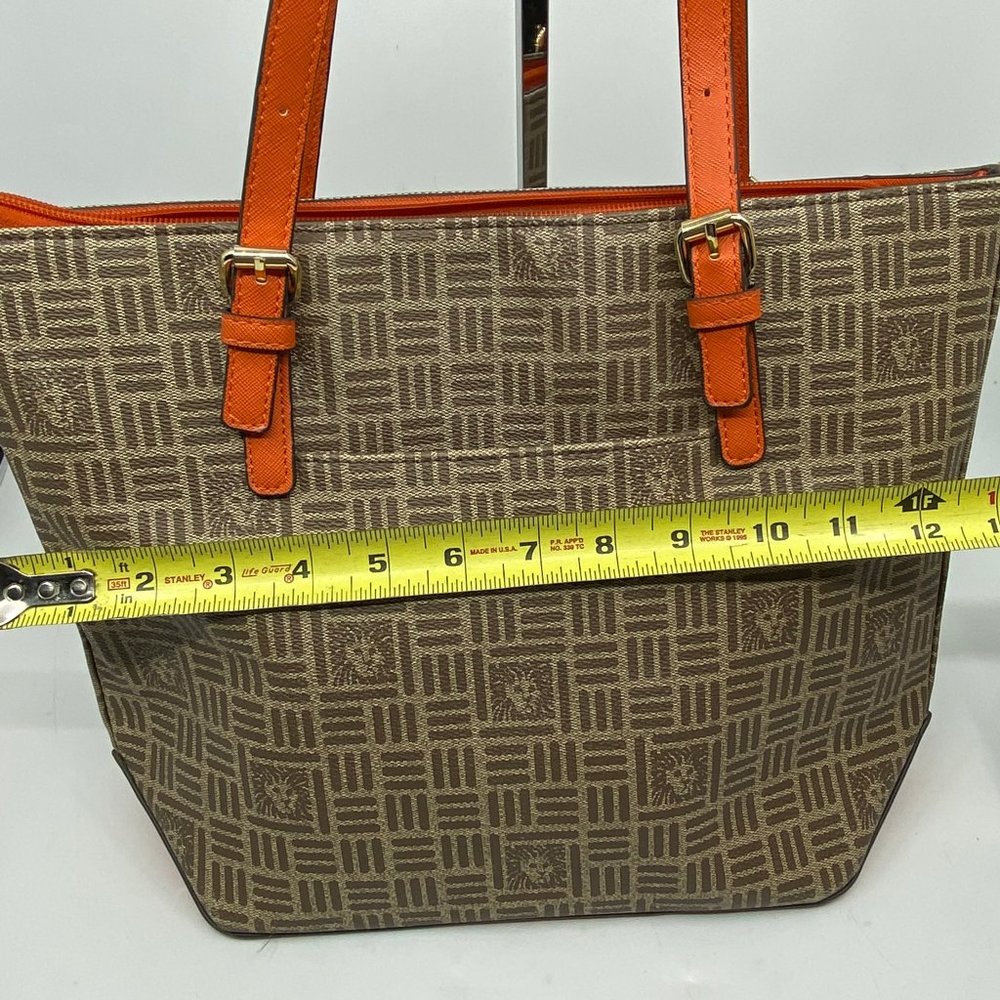 Ann Klein Tan/Orange Large Shopping Tote - Picture 4 of 10